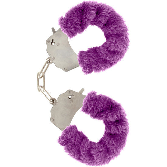 Manette in acciaio rivestite in peluche viola bondage 