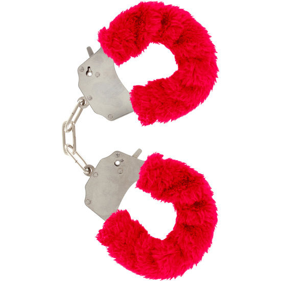 Manette in acciaio rivestite in peluche rosso bondage 