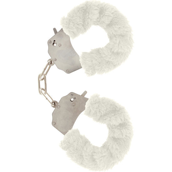 Manette in acciaio rivestite in peluche bianco bondage 