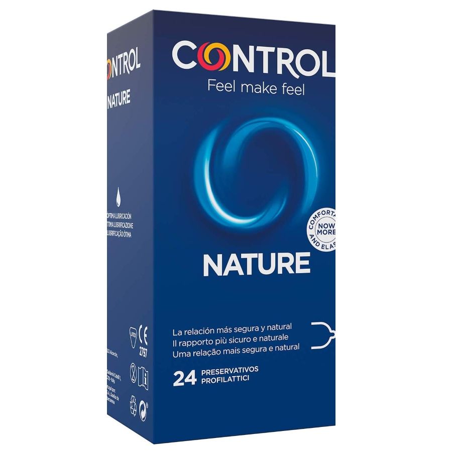 Preservativi in lattice naturale lubrificati con serbatoio 57 mm confezione 24 pezzi dermatologicamente testati CONTROL CONDOMS