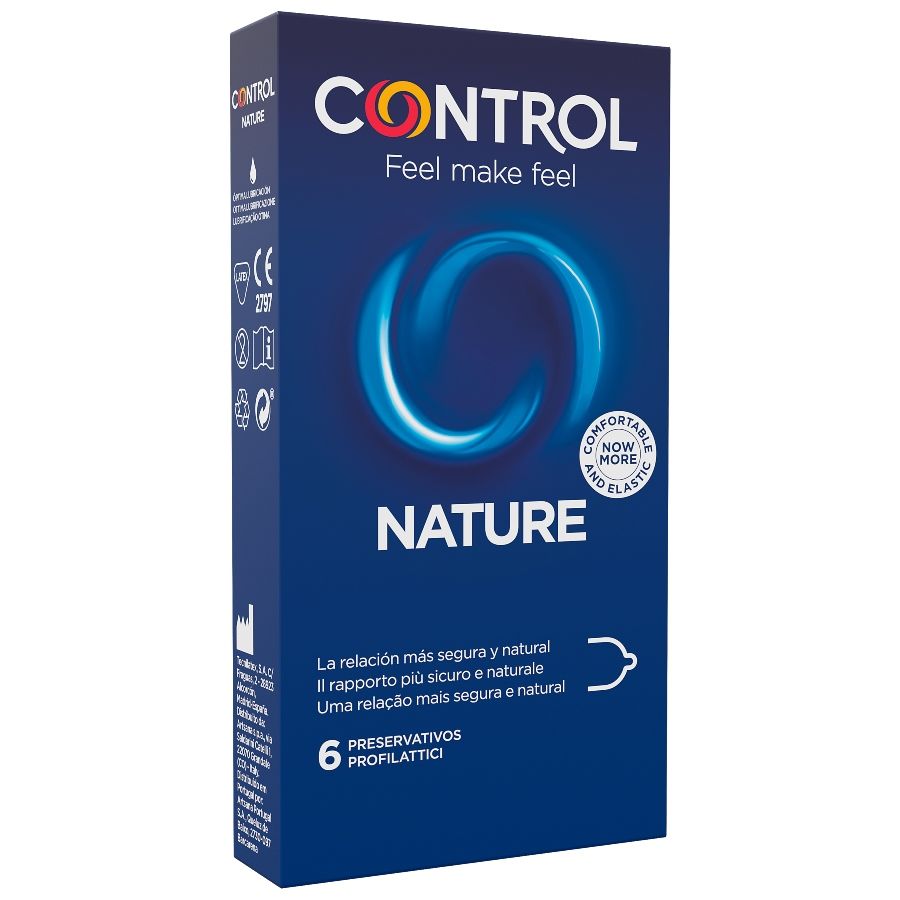 Preservativi Nature Adapta in lattice con serbatoio lubrificati scatola da 6 dermatologicamente testati CONTROL CONDOMS