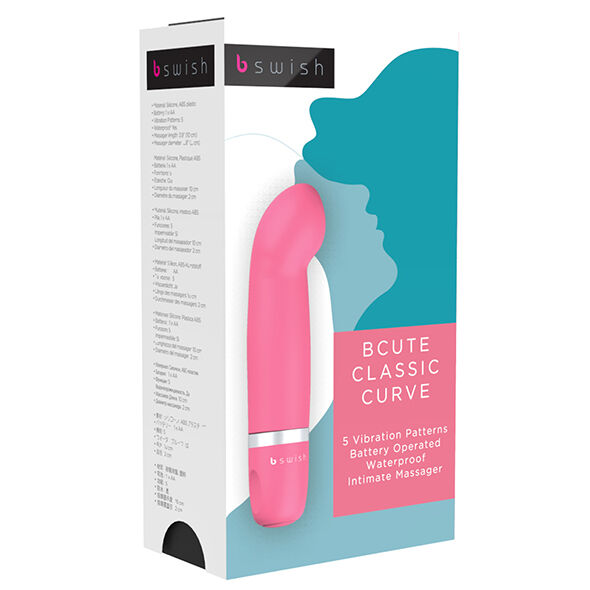 Vibratore curvo discreto e multifunzione impermeabile al silicone setoso per stimolazione precisa B Swish