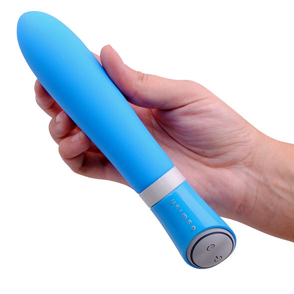 Vibratore silicone impermeabile con 6 funzioni per massaggio corpo adatto sotto la doccia lunghezza 17.8 cm blu B Swish
