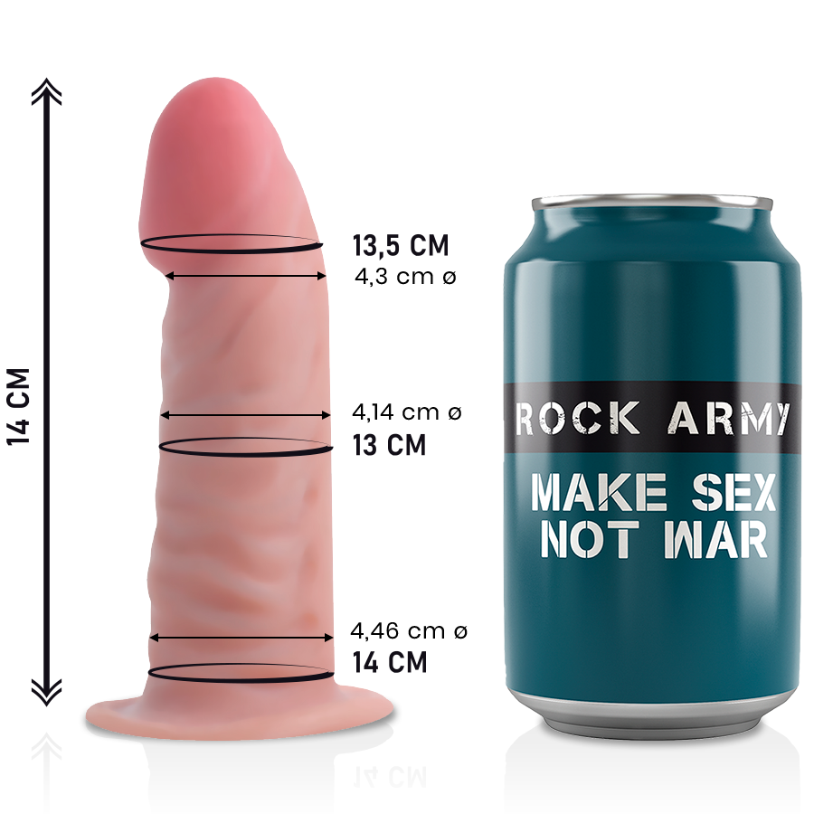 Dildo realistico doppia densità 14 cm base ventosa ipoallergenico waterproof facile da pulire Rock Army