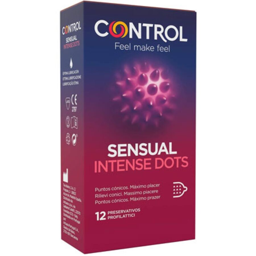 Preservativi conici con punti per piacere extra lattice naturale 12 unità Control Condoms