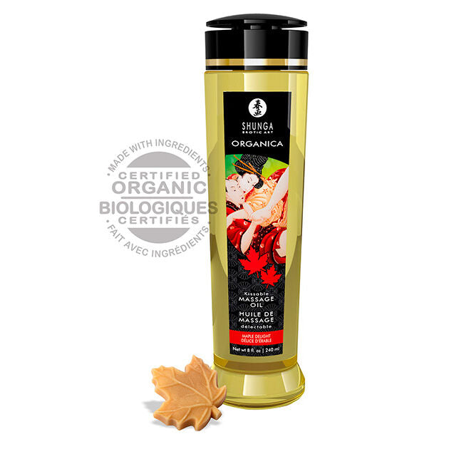 Olio da massaggio naturale 240 ml aroma delizia d'acero senza residui con vitamina E Shunga Oils