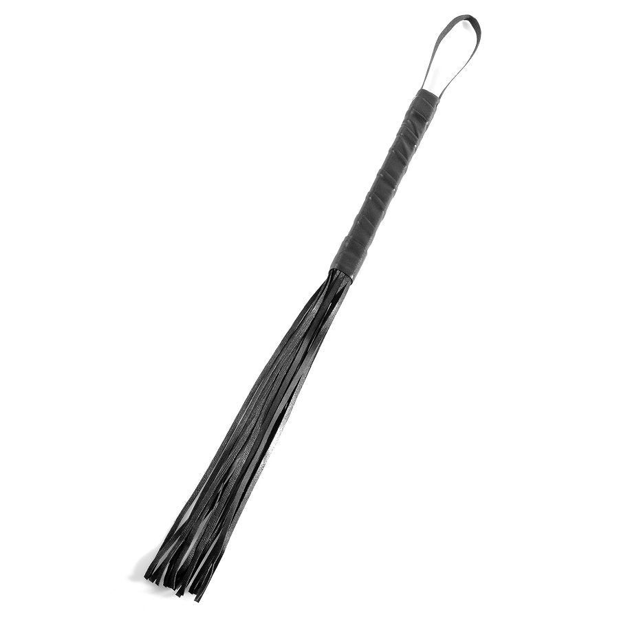 Frustino in pelle con frange a strip con decorazione borchie oro fetish bondage