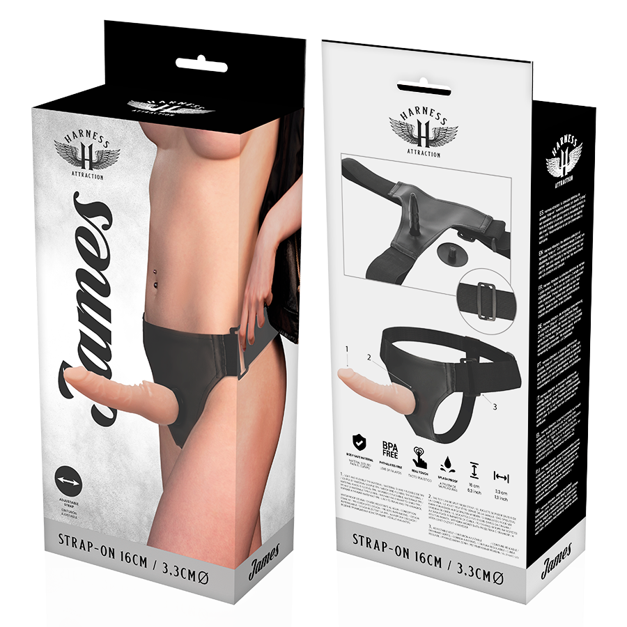 Strap-on Harness con pene realistico 16 cm sostituibile morbido senza phalatos imbracatura regolabile donne uomini Harness Attraction