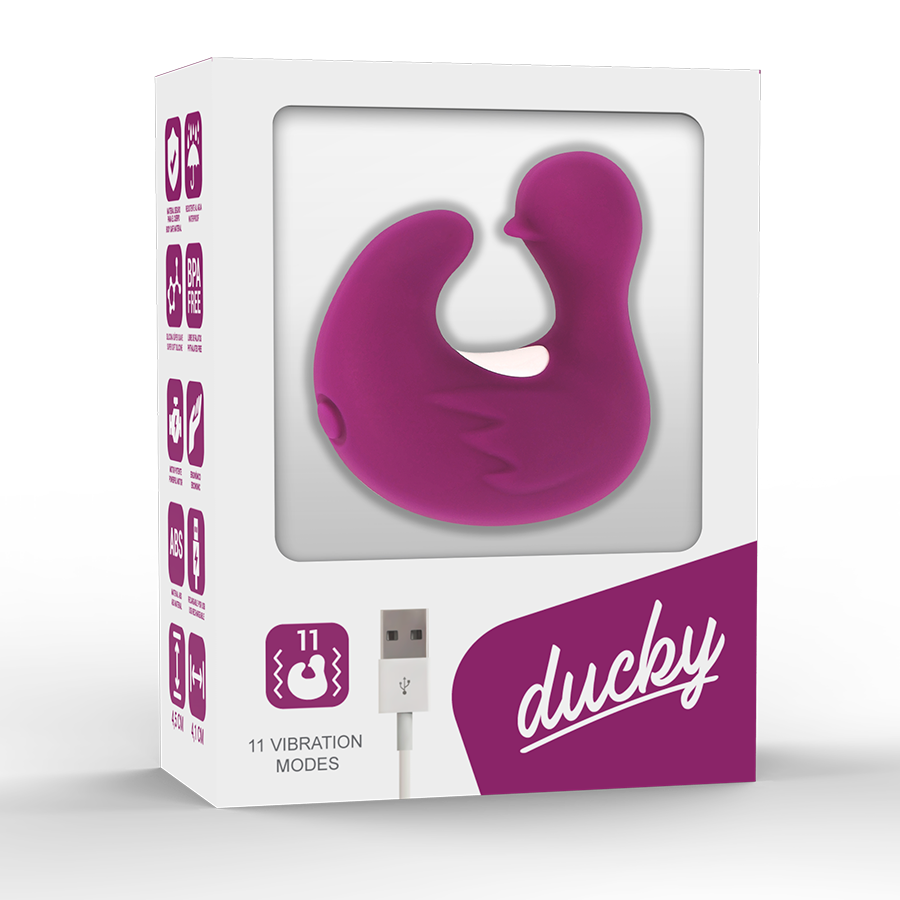 Ditale vibrante stimolante in silicone ricaricabile anatra ducky impermeabile silenzioso con vibrazioni potenti coverme