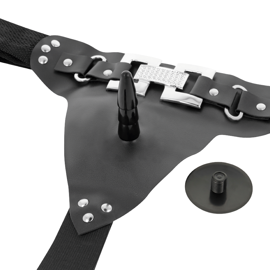 Strap-on imbracatura con vibratore realistico multivelocità 16.5x3.7 cm in neoprene e pelle vegana Harness Attraction