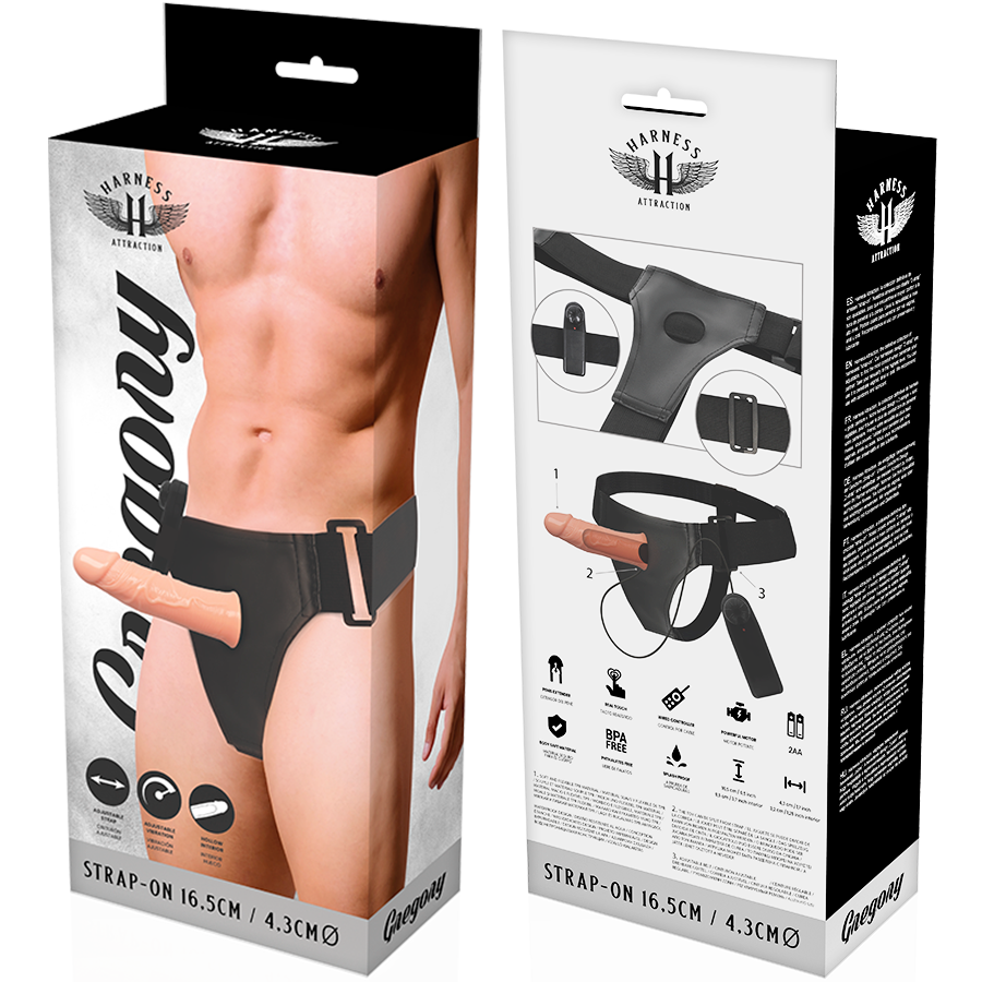 Strap-on imbracatura con vibratore 16.5 cm realistica TPR senza Phalatos Harness Attraction