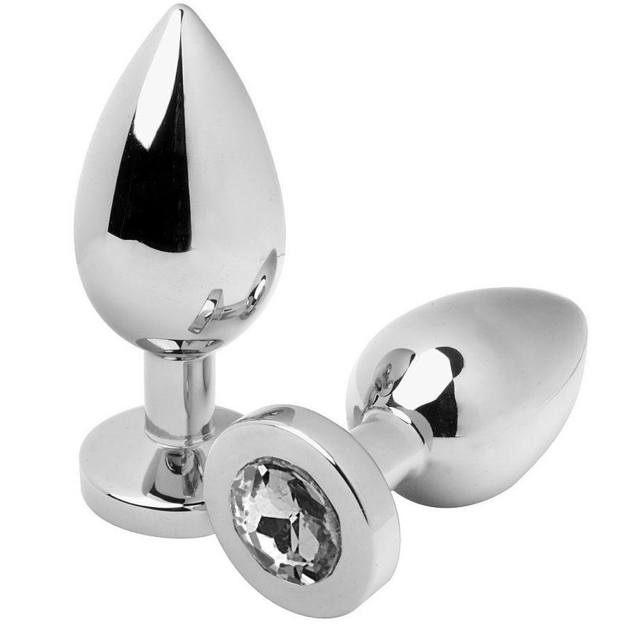 Plug anale in acciao con diamante cristallo 7,62cm medio