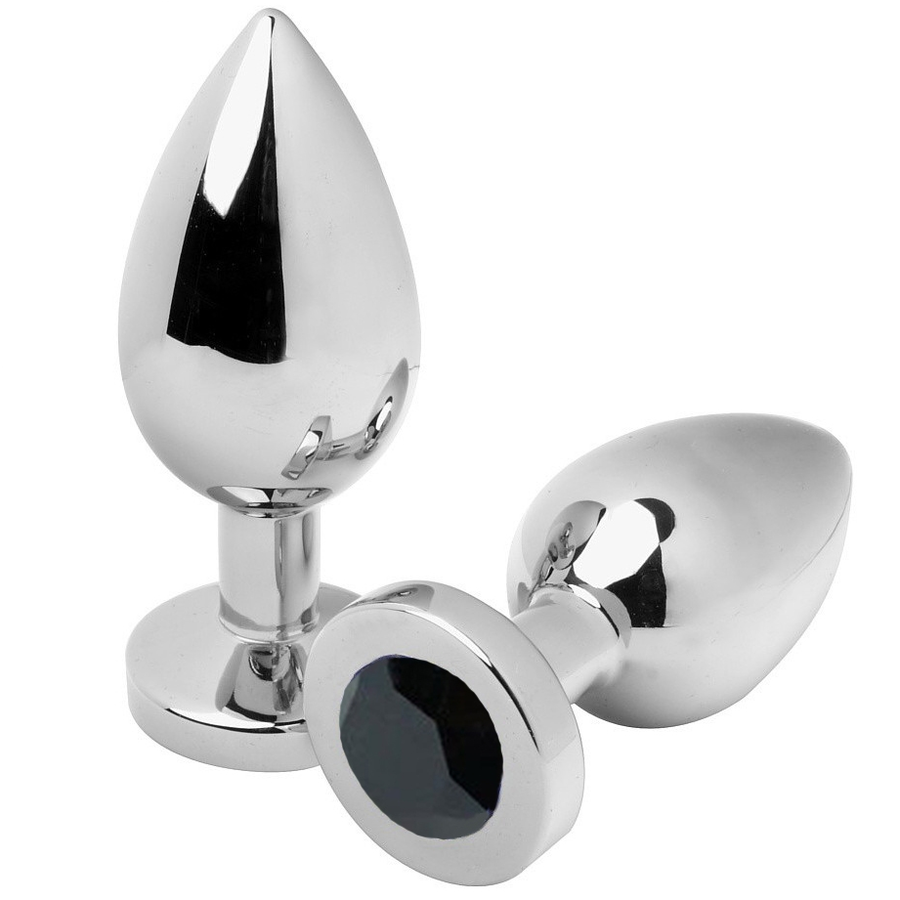 Plug anale in acciao con diamante nero 5,71cm piccolo