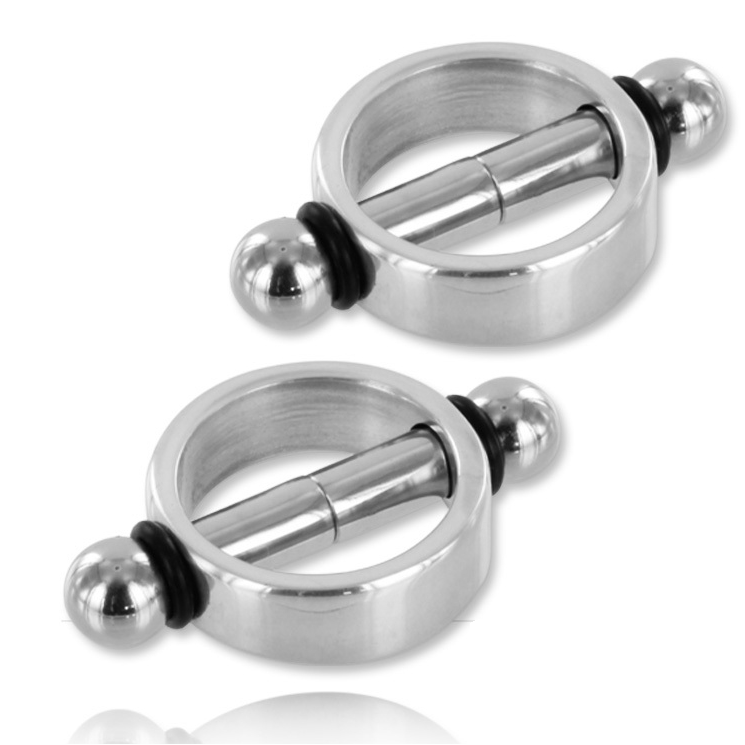 Coppia di penze per capezzoli stringicapezzoli in metallo magnetico fetish bondage bdsm