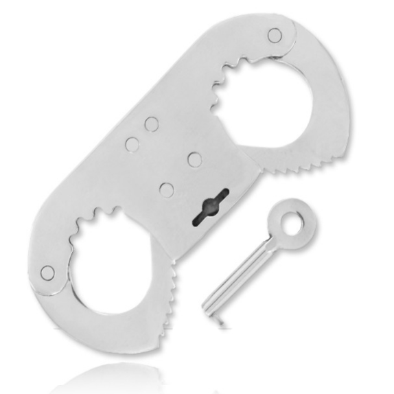 Manette in acciaio a placca unica da costrizione e sottomissione con chiave bondage