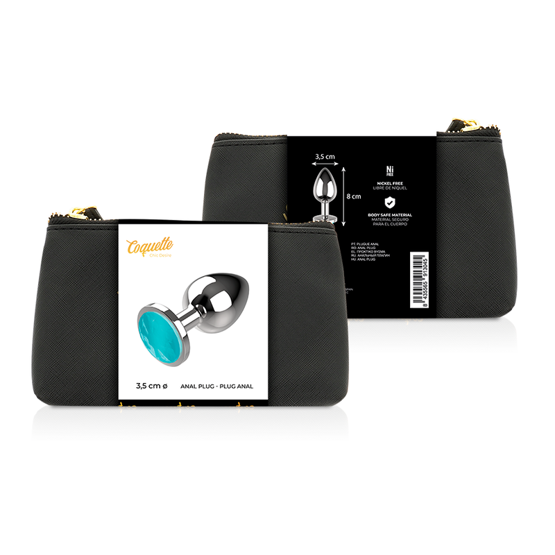 Steel Anal Plug With Sky Blue Diamond 3.5X8Cm Coquette Chic