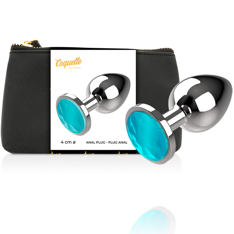Plug anale in acciao con diamante celeste 4x9cm coquette chic 
