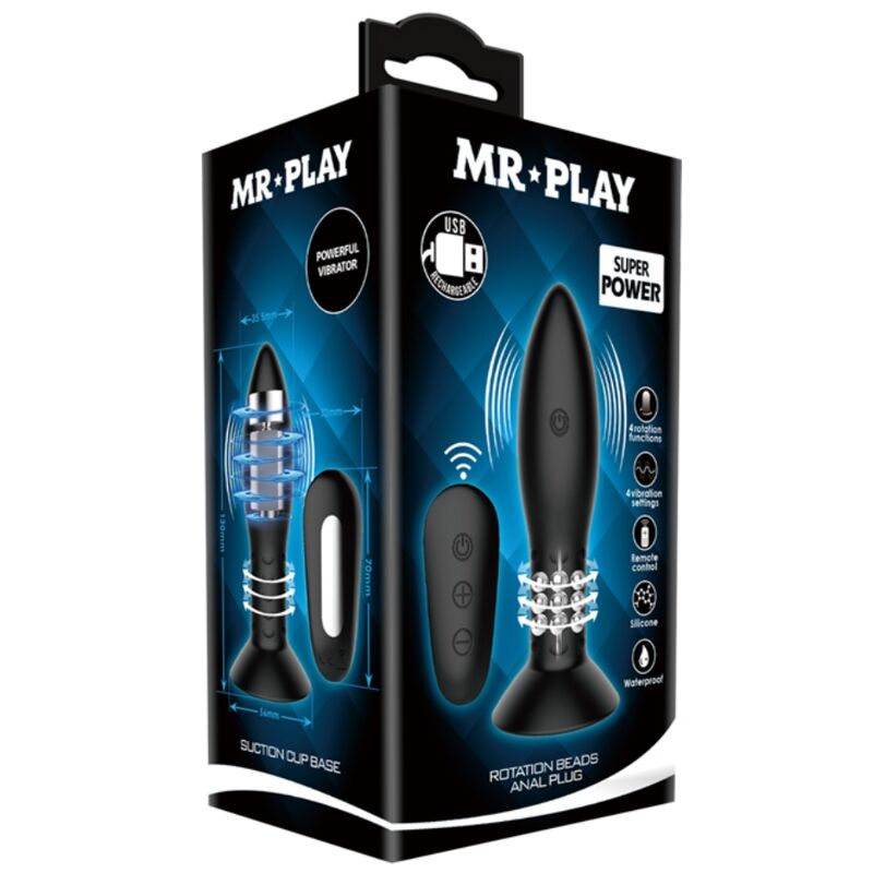 Mr Play - Plug Avec Télécommande Boules Rotatives Noires
