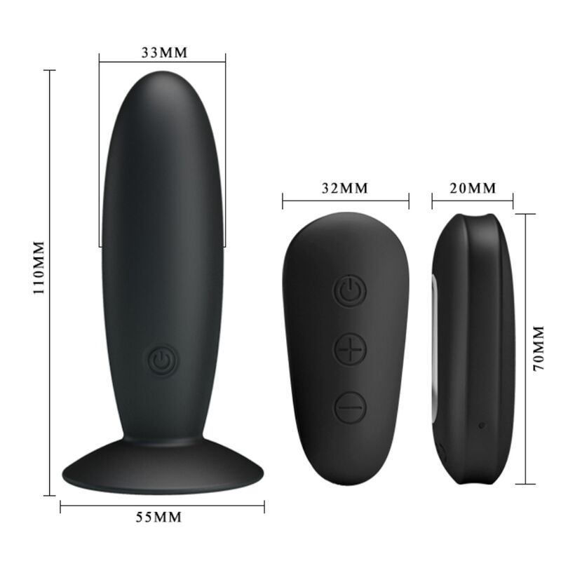 Mr Play - Anal Plug With Remote Control Vibration Black