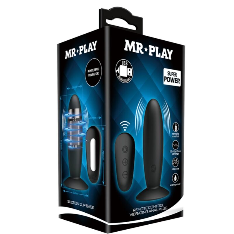 Mr Play - Anal Plug With Remote Control Vibration Black