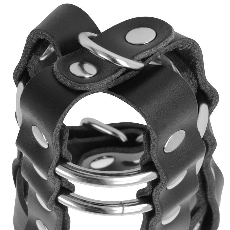 Gabbietta Di Castità In Pelle Con Borchie E Griglia In Acciaio Per Pene Con Lucchetto Fetish Bondage Darkness