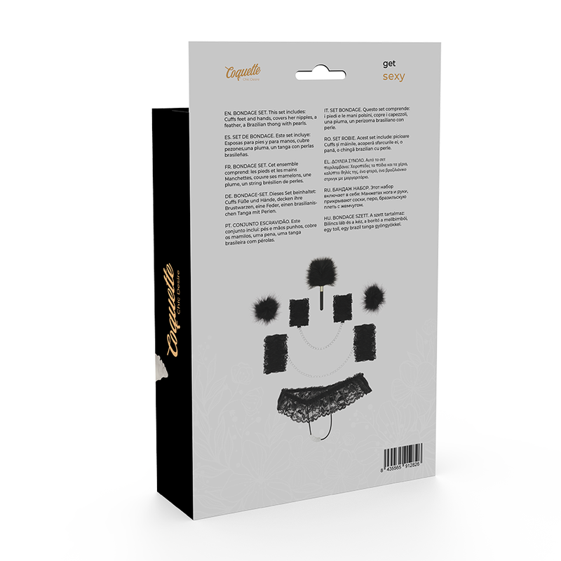 Bondage Kit Deluxe Pearl Thong Lace Anklets and Cuffs and Dust Coat Coquette Chic