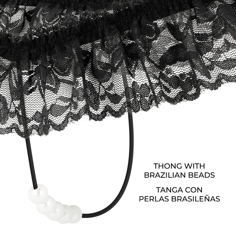 Bondage Kit Deluxe Pearl Thong Lace Anklets and Cuffs and Dust Coat Coquette Chic