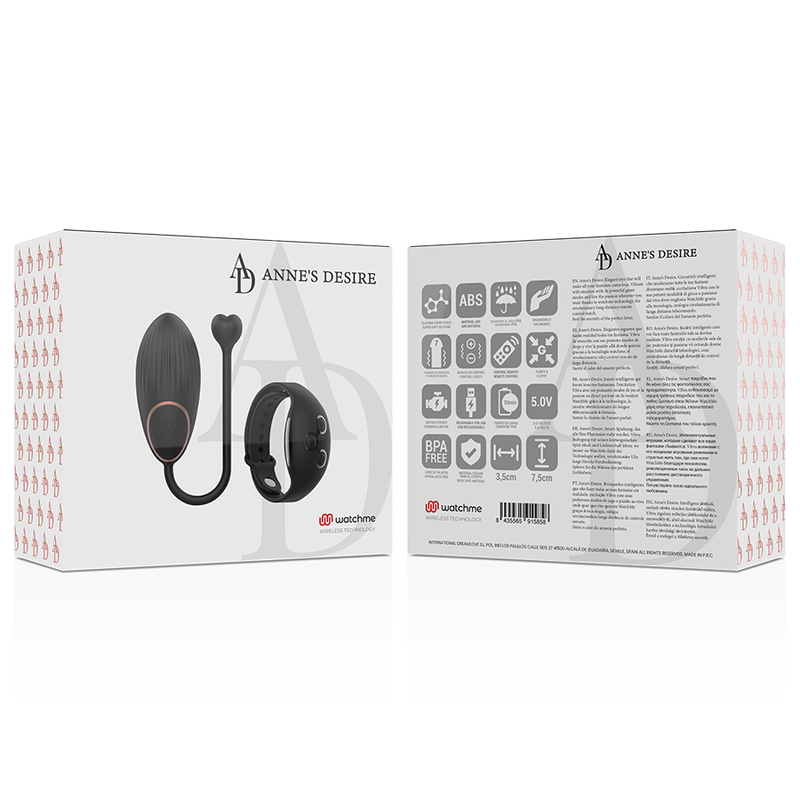 uovo vibrante con controllo remoto watchme impermeabile silicone medico vegano nero Anne'S Desire
