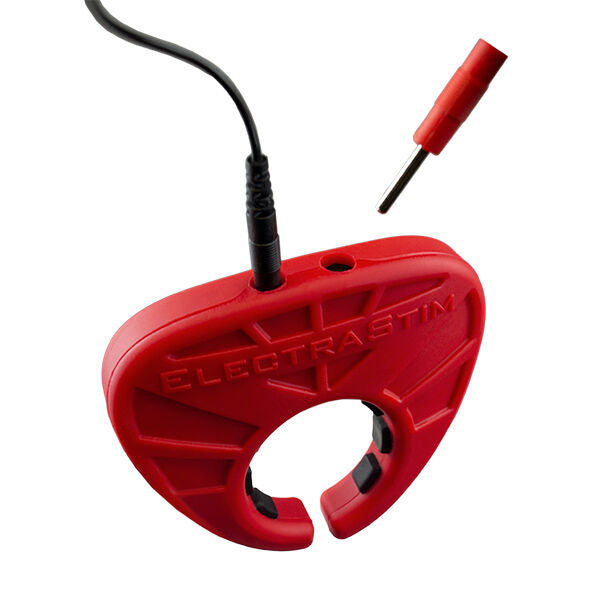 Anello fallico stimolante con elettrostimolazione comfort silicone nero rosso per giochi sessuali coppia masturbazione electrastim
