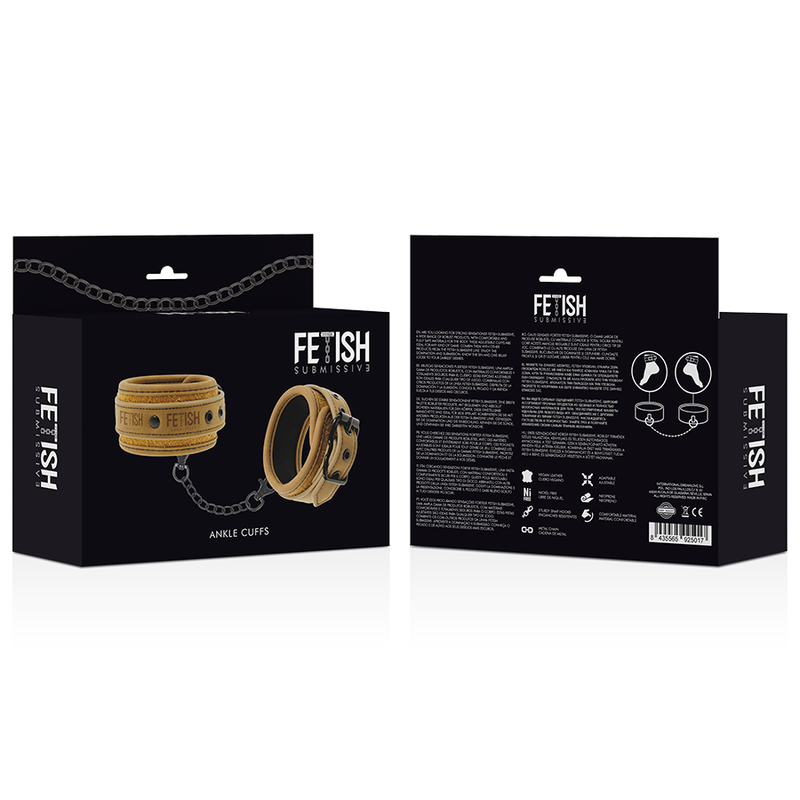 Manette Polsiere Di Sottomissione In Pelle E Neoprene Cinghia Regolabile Con Catena E Moschettone Regolabile Bondage