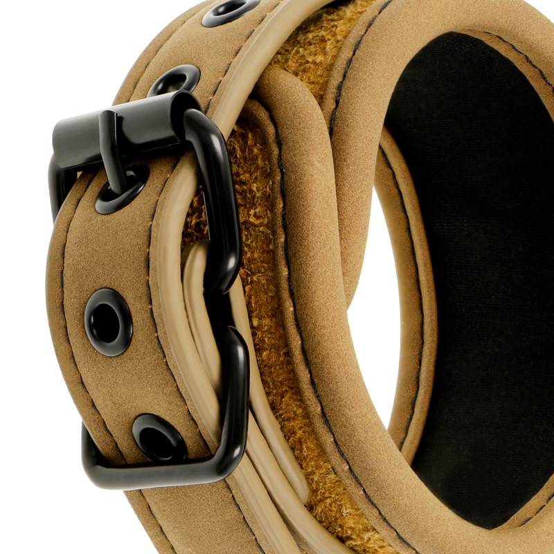 Manette Polsiere Di Sottomissione In Pelle E Neoprene Cinghia Regolabile Con Catena E Moschettone Regolabile Bondage