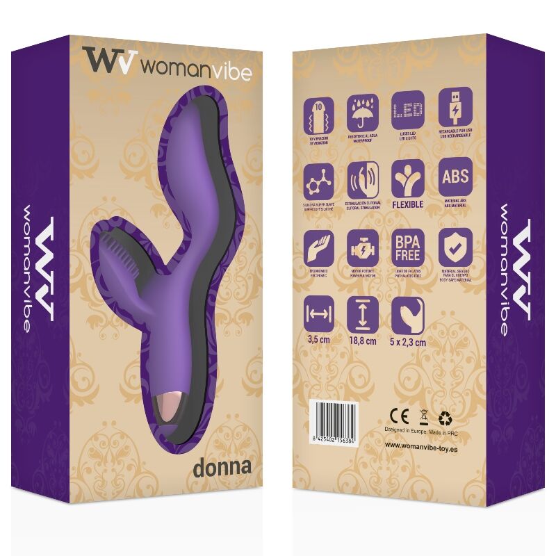 Vibratore ricaricabile doppio motore silicone sicuro stimolazione clitoride flessibile 10 modalità Womanvibe