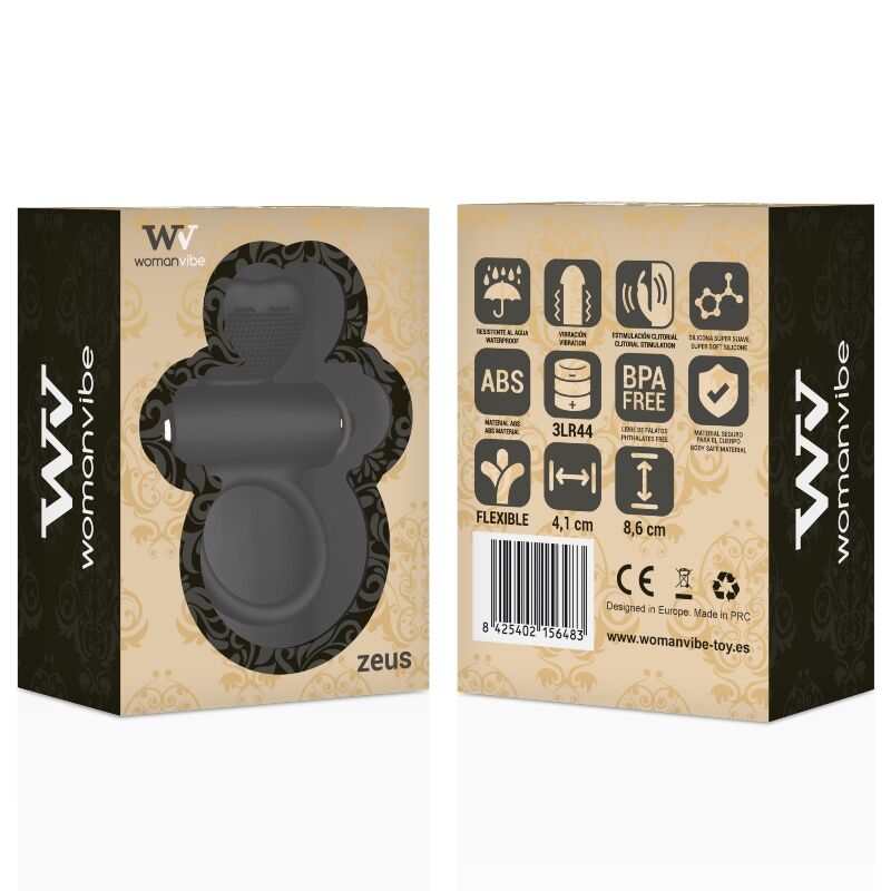 Anello fallico vibrante per stimolazione clitoridea in silicone ergonomico potente e silenzioso, battery inclusa Womanvibe