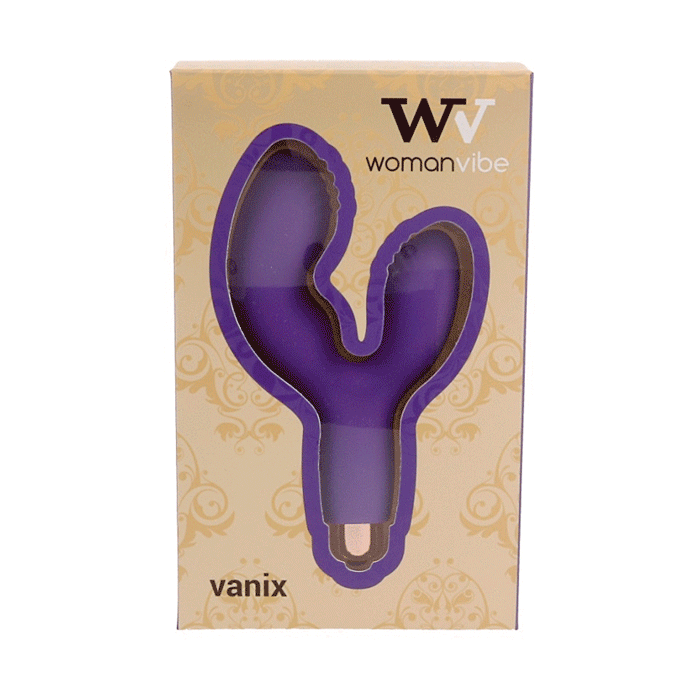 Vibratore stimolatore doppio con stimolazione ano e vagina in silicone Vanix  Womanvibe