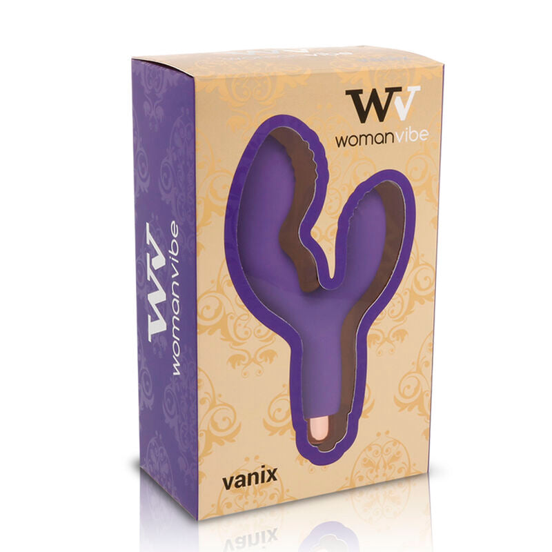 Vibratore stimolatore doppio con stimolazione ano e vagina in silicone Vanix  Womanvibe