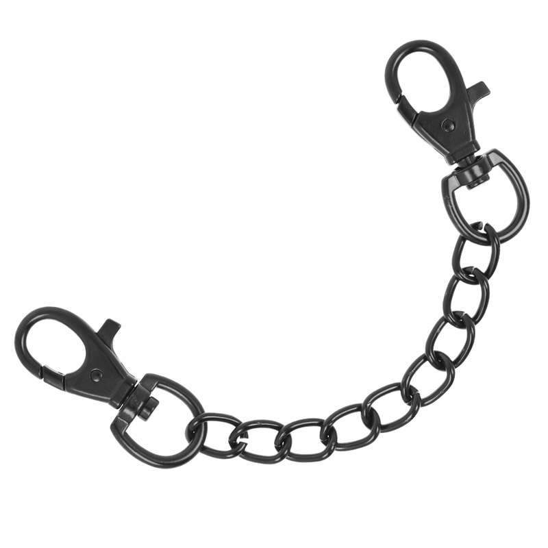 Manette Polsiere Di Sottomissione In Pelle Rossa E Neoprene Nero Cinghia Regolabile Con Catena E Moschettone Regolabile Bondage