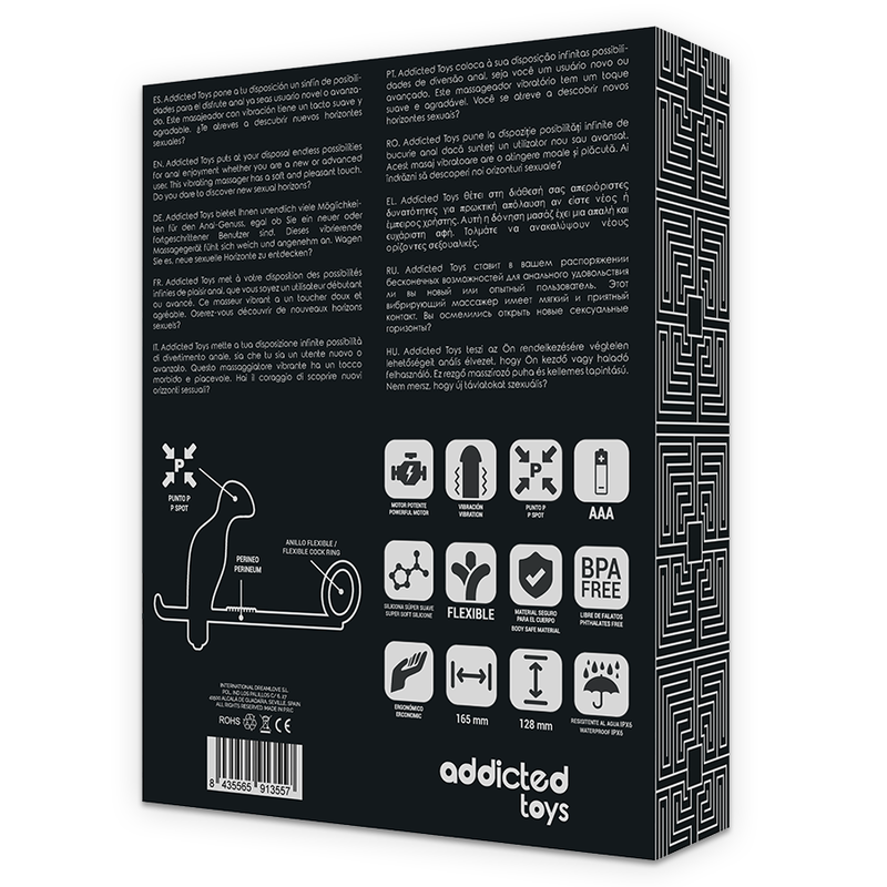 Plug anale vibrante per stimolazione prostatica con anello pene ritardante in silicone flessibile ergonomico Addicted Toys