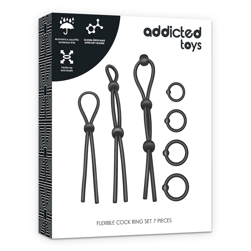 Anneaux péniens super élastiques pour une meilleure érection dans un ensemble de 7 pièces Addicted Toys